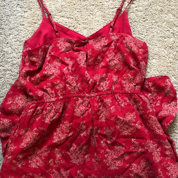 Pretty Red Dress with Low Key Floral Pattern - Picture 2 of 2